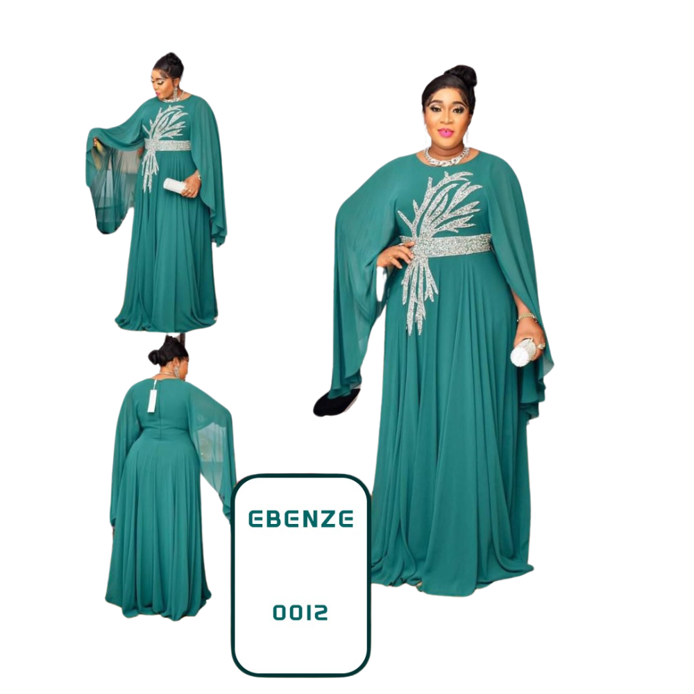 magnifique longue robe verte avec motif