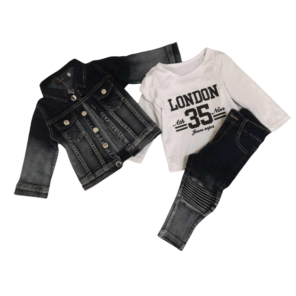 Ensemble Noir 3Pcs jeans enfant