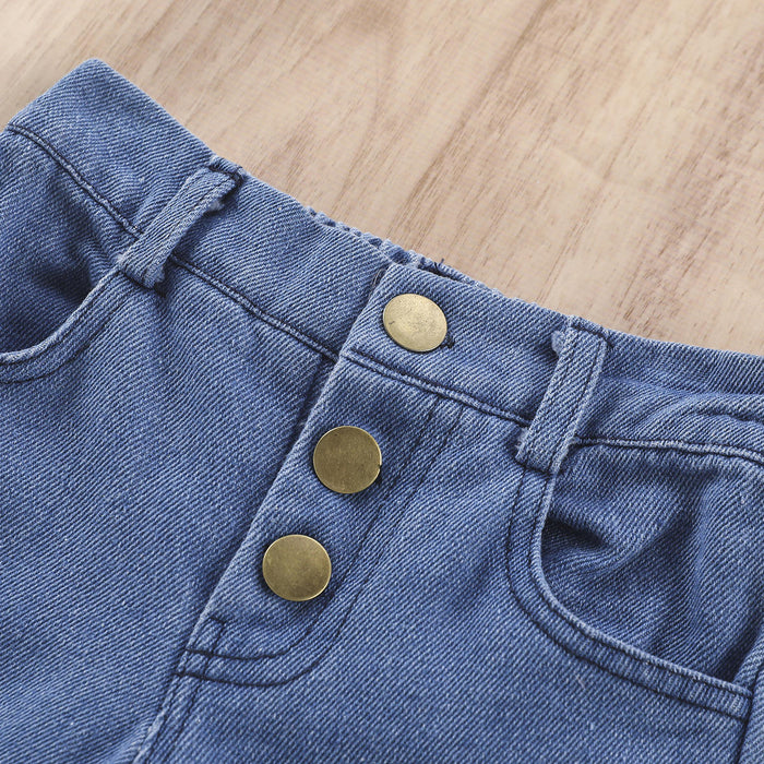 2022 été petites filles mode vêtements ensembles fourrure plume sans manches caraco hauts taille haute Denim pantalon 2 pièces enfants vêtements
