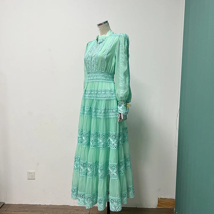 Tingfly-Robe de Soirée Longue en Dentelle pour Femme, Tenue Vintage Élégante, Style Rétro, Patchwork, Haute Qualité, Nouvelle Collection Été