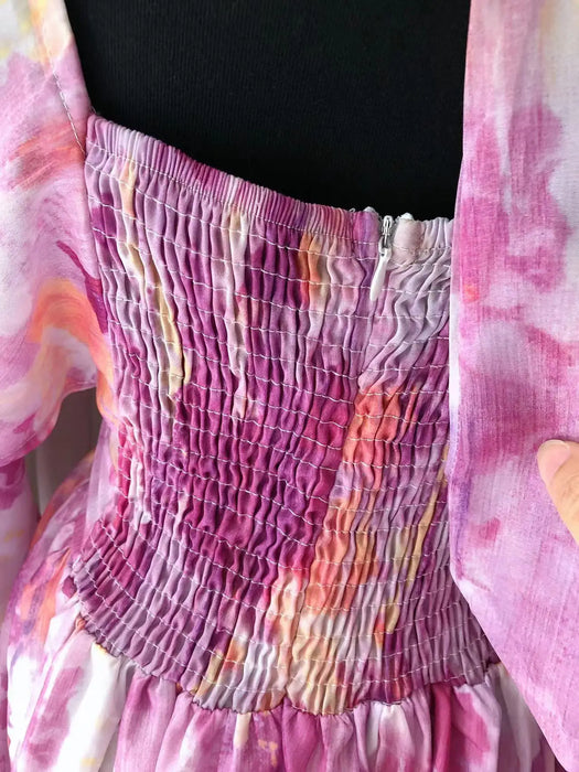 Tingfly-Robe à volants en mousseline de soie pour femme, dos ouvert, taille haute, chic, décontractée, nouvelle mode, été