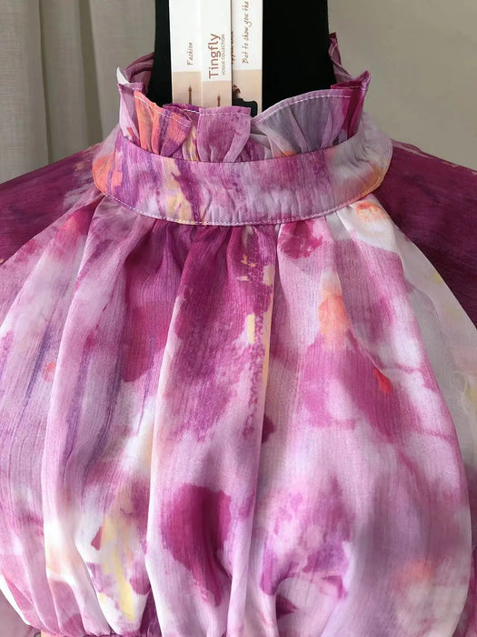 Tingfly-Robe à volants en mousseline de soie pour femme, dos ouvert, taille haute, chic, décontractée, nouvelle mode, été