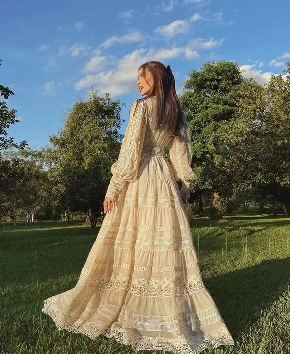 Tingfly-Robe de Soirée Longue en Dentelle pour Femme, Tenue Vintage Élégante, Style Rétro, Patchwork, Haute Qualité, Nouvelle Collection Été