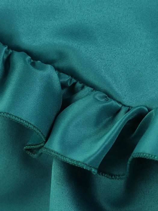 VONDA-Robe Mi-Longue Élégante à Manches sulfpour Femme, Tenue de Soirée Vintage Décontractée, Couleur Unie, à Volants, Éducative, Grande Taille 5XL, 2024