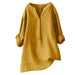 European and American Loose Pure Color Shirt Cotton and Linen Top Pocket Women'S Clothing