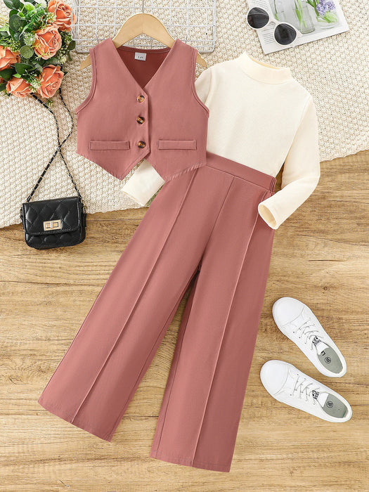 Style occidental quotidien ensembles de vêtements pour enfants belle fille costume de mode pour manches longues + pantalon ample à jambes larges ensemble pour fille pour enfants 10Y
