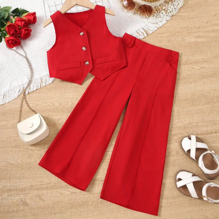 Style occidental quotidien ensembles de vêtements pour enfants belle fille costume de mode pour manches longues + pantalon ample à jambes larges ensemble pour fille pour enfants 10Y