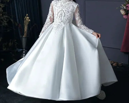 Noble brillant enfants robe de soirée Offre Spéciale conception de robe de mariée pour fille de haute qualité robe de mariée blanc bas fille robes pour 10 ans