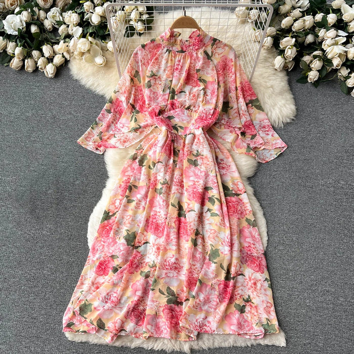 Tingfly-Robe à volants en mousseline de soie pour femme, dos ouvert, taille haute, chic, décontractée, nouvelle mode, été