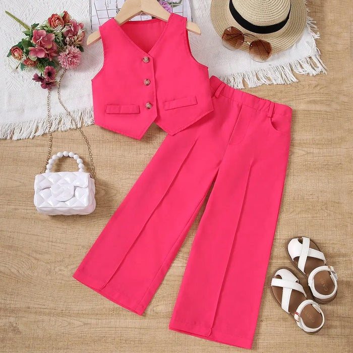 Style occidental quotidien ensembles de vêtements pour enfants belle fille costume de mode pour manches longues + pantalon ample à jambes larges ensemble pour fille pour enfants 10Y